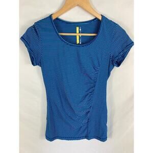 Lole Short Sleeve Ruched Side Stripe Activewear Tshirt Size Medium